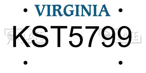 KST5799 Virginia License Plate