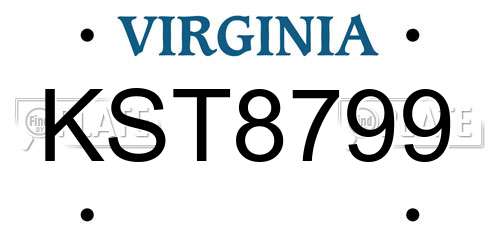 KST8799 Virginia License Plate