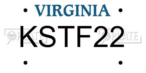 KSTF22 Virginia License Plate