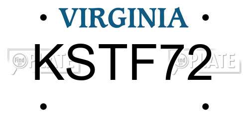 KSTF72 Virginia License Plate
