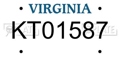 KT01587 Virginia License Plate