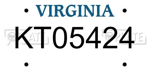 KT05424 Virginia License Plate