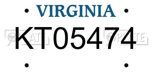 KT05474 Virginia License Plate