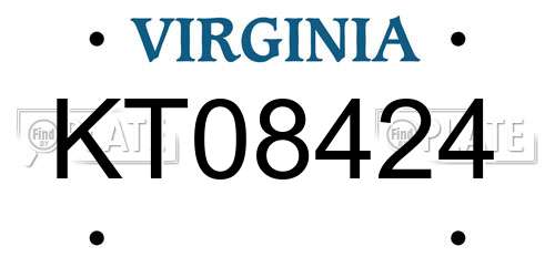 KT08424 Virginia License Plate