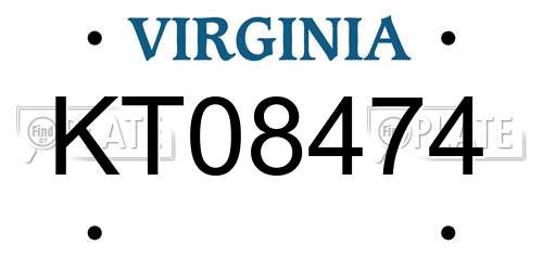 KT08474 Virginia License Plate