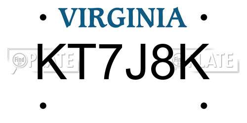 KT7J8K Virginia License Plate