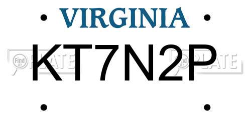 KT7N2P Virginia License Plate