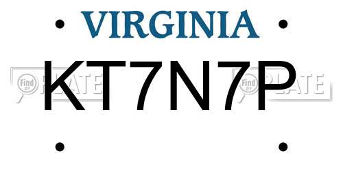KT7N7P Virginia License Plate