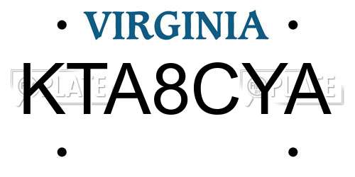 KTA8CYA Virginia License Plate