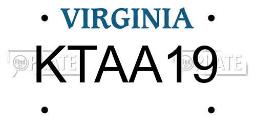 KTAA19 Virginia License Plate