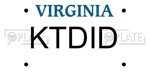 KTDID Virginia License Plate