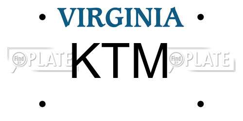 KTM Virginia License Plate