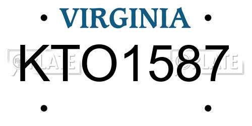 KTO1587 Virginia License Plate