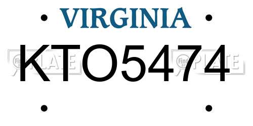 KTO5474 Virginia License Plate