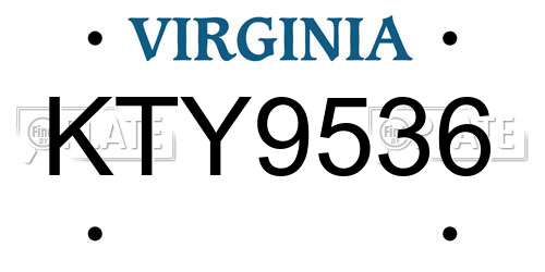 KTY9536 Virginia License Plate