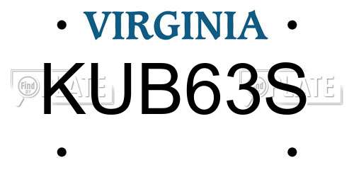 KUB63S Virginia License Plate