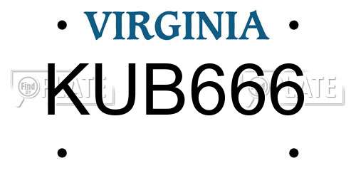 KUB666 Virginia License Plate