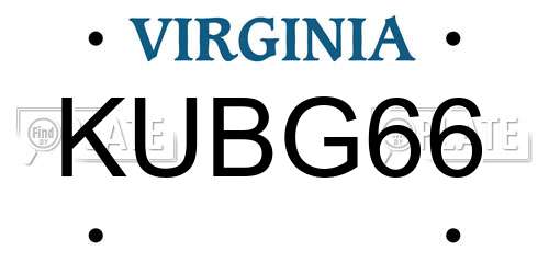 KUBG66 Virginia License Plate