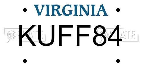 KUFF84 Virginia License Plate