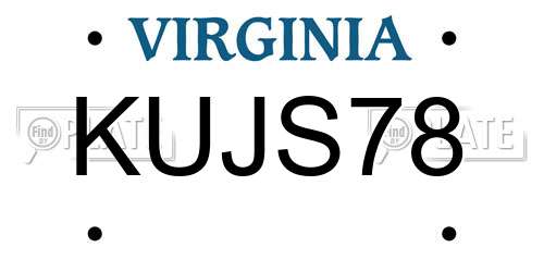 KUJS78 Virginia License Plate