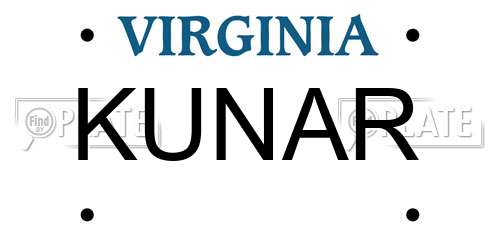 KUNAR Virginia License Plate