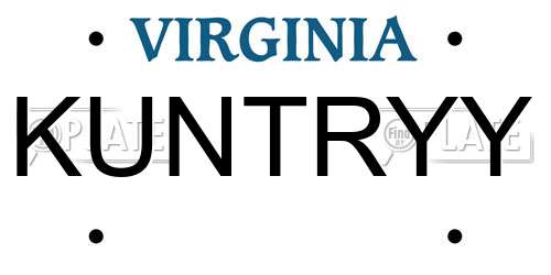 KUNTRYY Virginia License Plate