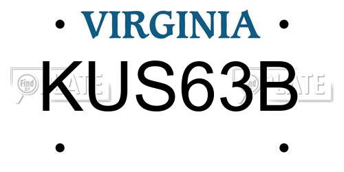 KUS63B Virginia License Plate