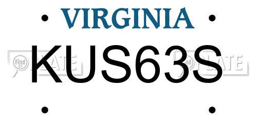 KUS63S Virginia License Plate
