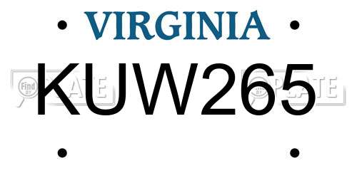 KUW265 Virginia License Plate