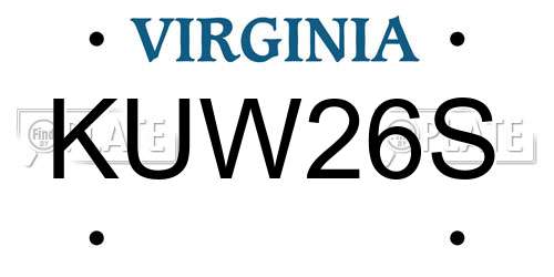 KUW26S Virginia License Plate