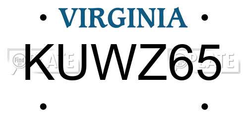 KUWZ65 Virginia License Plate