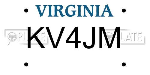 KV4JM Virginia License Plate