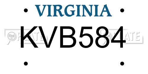KVB584 Virginia License Plate