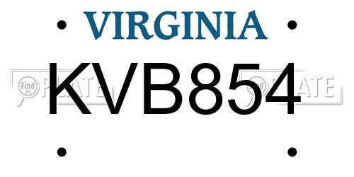KVB854 Virginia License Plate