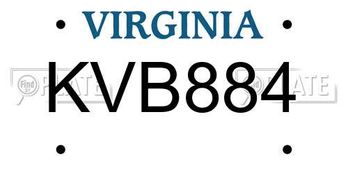 KVB884 Virginia License Plate