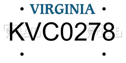 KVC0278 Virginia License Plate