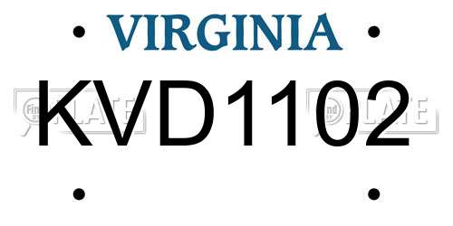 KVD1102 Virginia License Plate