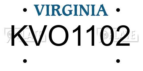 KVO1102 Virginia License Plate