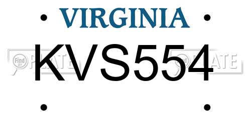 KVS554 Virginia License Plate