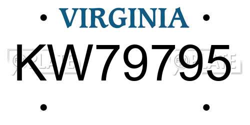 KW79795 Virginia License Plate