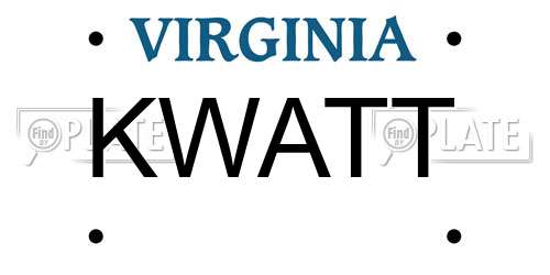 KWATT Virginia License Plate