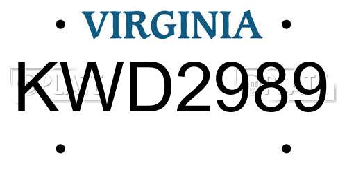 KWD2989 Virginia License Plate