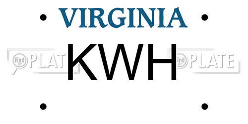 KWH Virginia License Plate