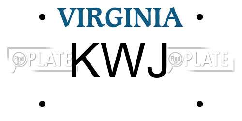 KWJ Virginia License Plate