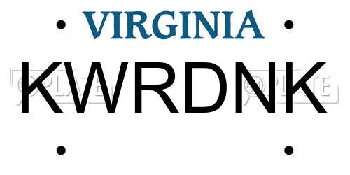 KWRDNK Virginia License Plate