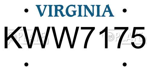 KWW7175 Virginia License Plate
