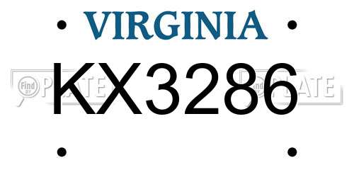 KX3286 Virginia License Plate