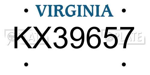 KX39657 Virginia License Plate
