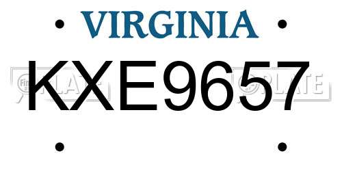 KXE9657 Virginia License Plate