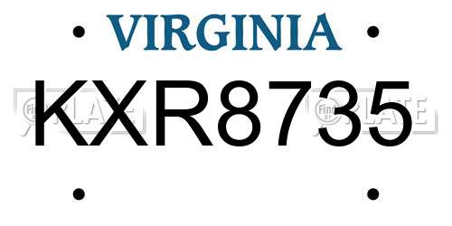 KXR8735 Virginia License Plate